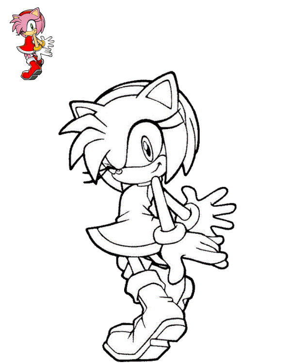 Coloriage Amy Rose Pouvoir Speciaux Marteau Piko Piko - Sonic à imprimer
